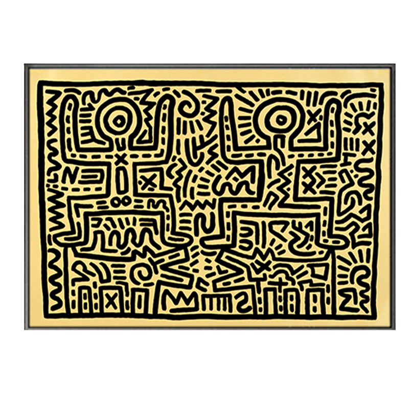 Постер Keith Haring 8 Черный Бежевый Постер Keith Haring 8 Черный Бежевый в Волгограде | Loft Concept