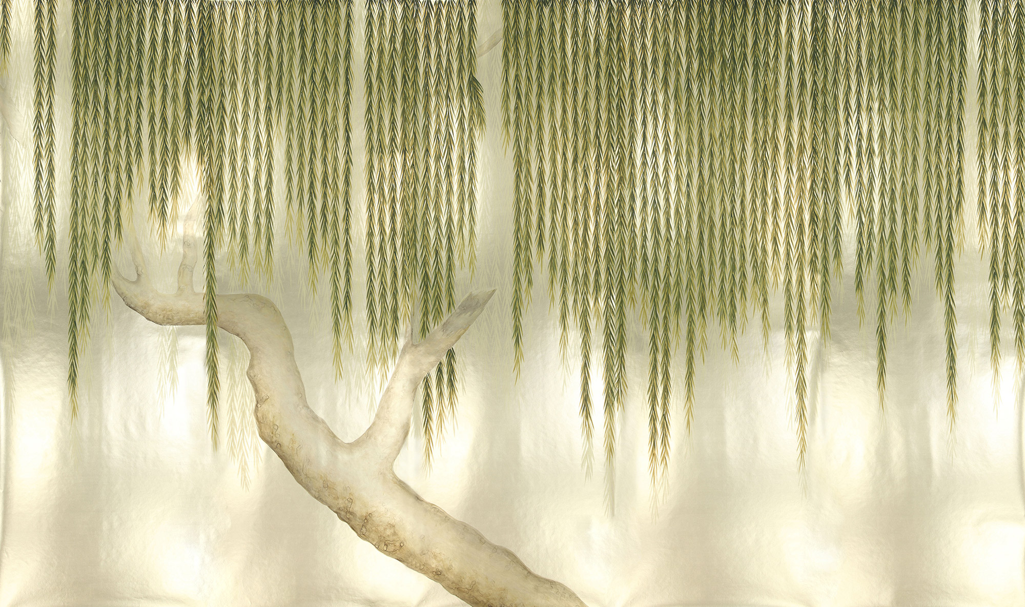 Обои ручная роспись Willow Original colourway on Champagne Gold gilded paper Обои ручная роспись Willow Original colourway on Champagne Gold gilded paper - постер Loft-Concept в Волгограде