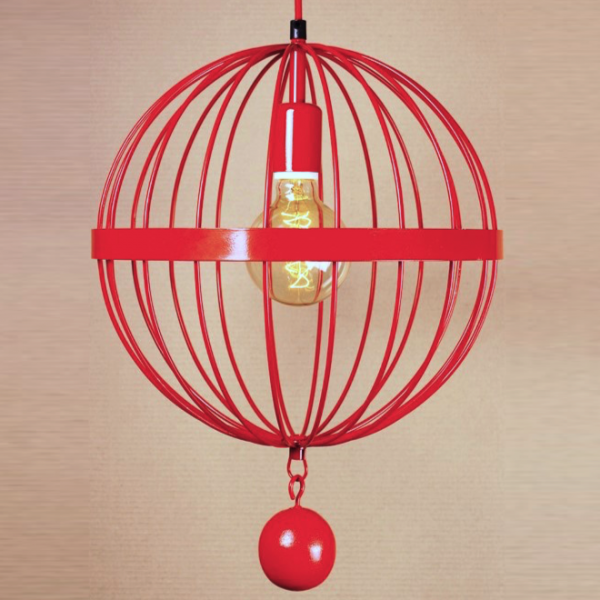 Подвесной светильник Wire Cage Pendant Spher Red Красный в Волгограде | Loft Concept 