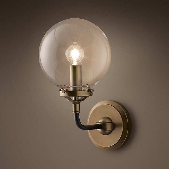 Бра Bistro Globe Clear Glass Single Sconce Brass Бра Bistro Globe Clear Glass Single Sconce Brass в Волгограде | Loft Concept