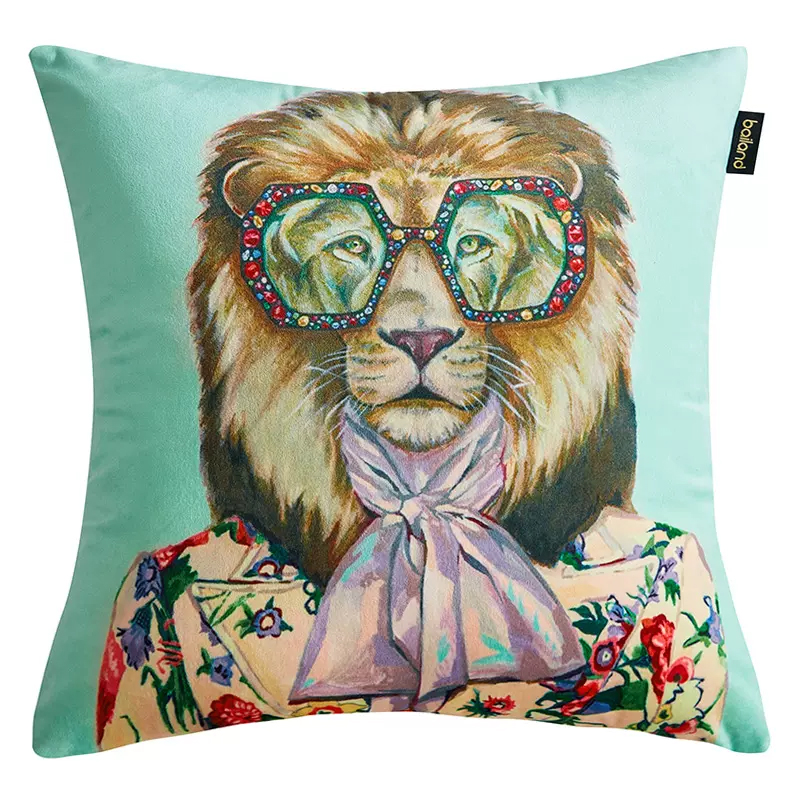 Декоративная подушка Стиль Gucci Leo Fashion Animals Cushion Mint Мятный Мульти Декоративная подушка Стиль Gucci Leo Fashion Animals Cushion Mint Мятный Мульти в Волгограде | Loft Concept