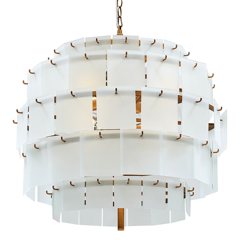 Люстра Glass Square Plates Chandelier Медь Белый Люстра Glass Square Plates Chandelier Медь Белый в Волгограде | Loft Concept