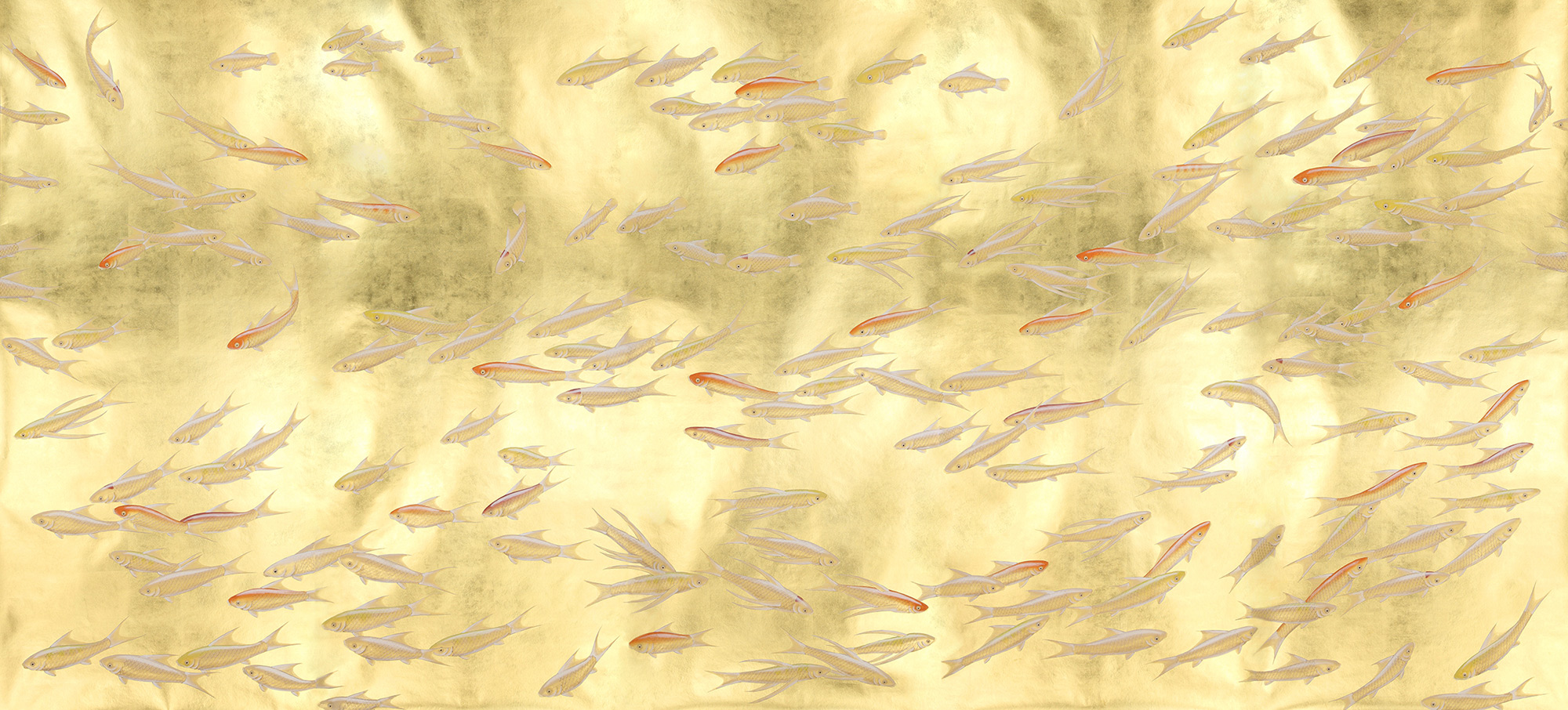Обои ручная роспись Fishes Koi on Deep Rich Gold gilded paper Обои ручная роспись Fishes Koi on Deep Rich Gold gilded paper - постер Loft-Concept в Волгограде