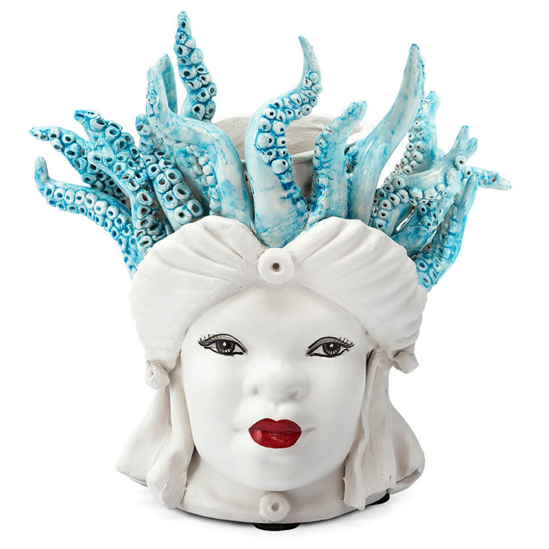 Ваза VASE MORO LADY SMALL MEDUSA Белый Голубой Ваза VASE MORO LADY SMALL MEDUSA Белый Голубой в Волгограде | Loft Concept