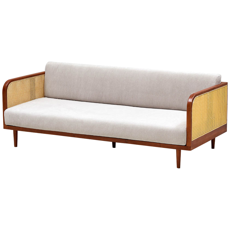 Диван с отделкой из ротанга Nava Rattan Decor Sofa Коричневый ivory ( слоновая кость ) Бежевый Диван с отделкой из ротанга Nava Rattan Decor Sofa Коричневый ivory ( слоновая кость ) Бежевый в Волгограде | Loft Concept