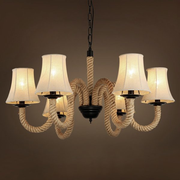 Люстра Loft Rope Chandelier 6 Бежевый Люстра Loft Rope Chandelier 6 Бежевый в Волгограде | Loft Concept