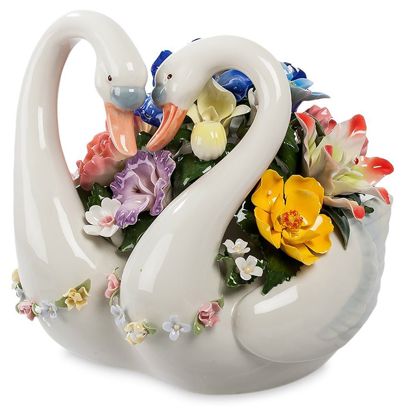 Статуэтка фарфоровая Лебеди с цветами Charming Statuette Белый Красный Голубой Желтый Сиреневый Розовый Статуэтка фарфоровая Лебеди с цветами Charming Statuette Белый Красный Голубой Желтый Сиреневый Розовый в Волгограде | Loft Concept