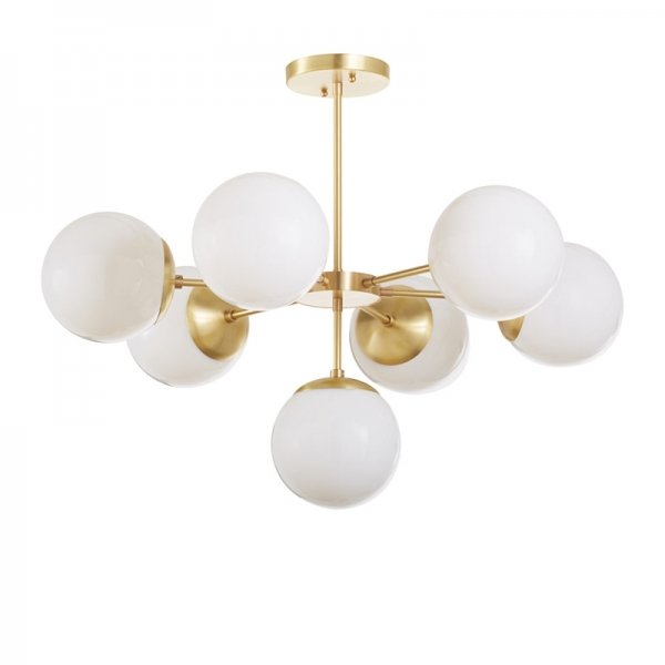 Подвесной светильник Copper Light Chandelier 7 Белый Латунь Подвесной светильник Copper Light Chandelier 7 Белый Латунь в Волгограде | Loft Concept