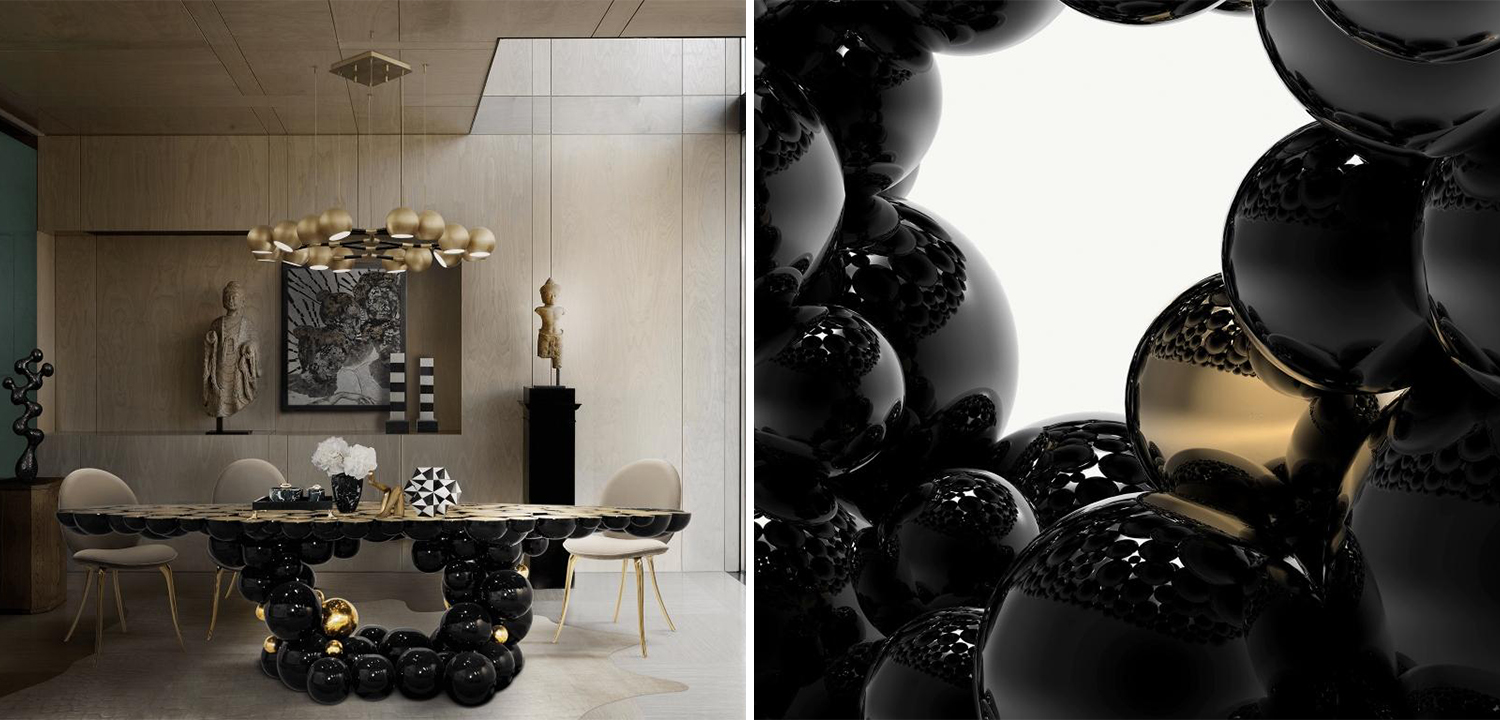 Обеденный стол Newton Dining Table in Black Lacquered Aluminum by Boca do Lobo - фото