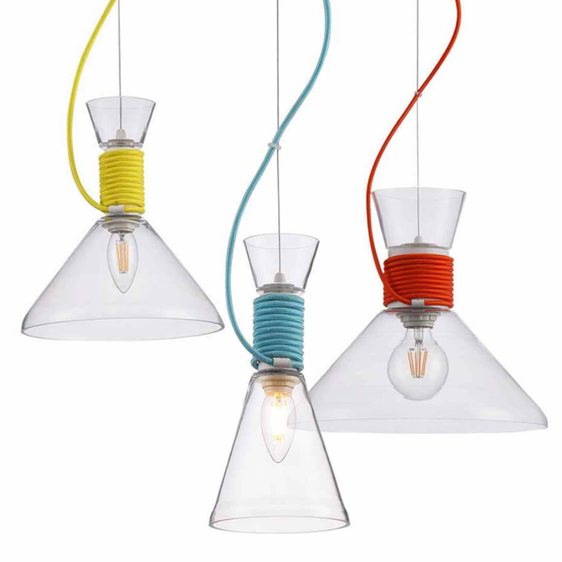 Подвесной Светильник Lamp With Multi-Colored Ropes Прозрачное Стекло Желтый Красный Голубой Подвесной Светильник Lamp With Multi-Colored Ropes Прозрачное Стекло Желтый Красный Голубой в Волгограде | Loft Concept