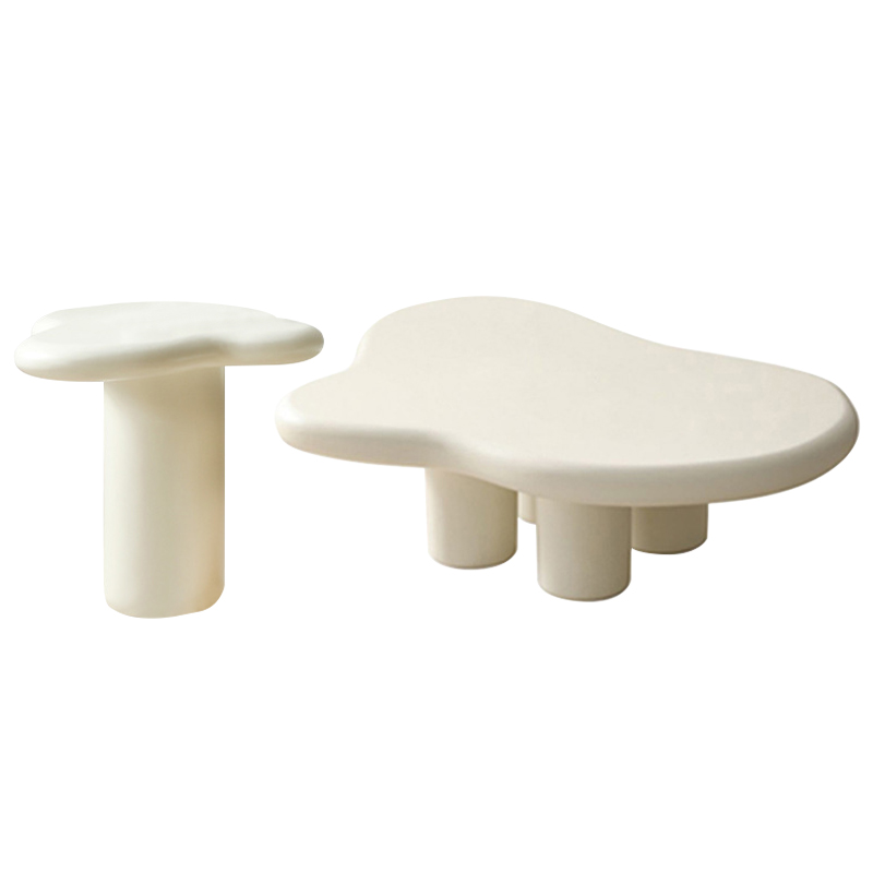 Комплект кофейных столиков Aine Curved Coffee Tables Молочный Черный Комплект кофейных столиков Aine Curved Coffee Tables Молочный Черный в Волгограде | Loft Concept