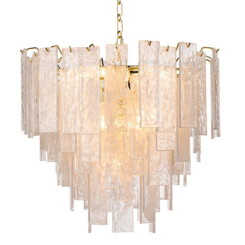 Люстра Textured Glass Chandelier Rectangular Pendants Золотой Прозрачный (Transparent) Люстра Textured Glass Chandelier Rectangular Pendants Золотой Прозрачный (Transparent) в Волгограде | Loft Concept