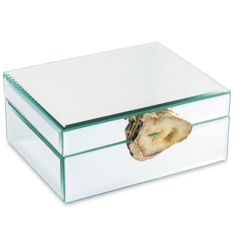 Шкатулка Glass Agate Box Зеркало Бежевый Шкатулка Glass Agate Box Зеркало Бежевый в Волгограде | Loft Concept