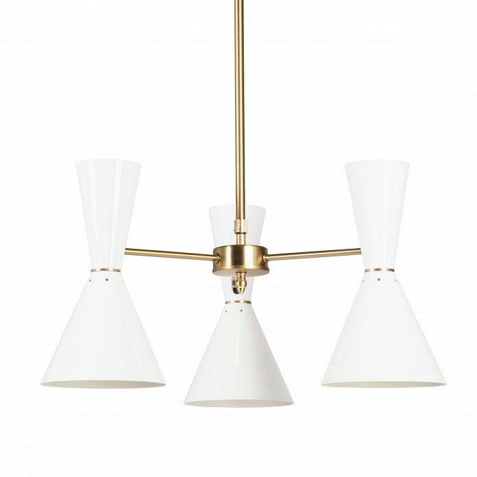 Люстра CAIRO Chandelier 3 Arm White Белый Латунь Люстра CAIRO Chandelier 3 Arm White Белый Латунь в Волгограде | Loft Concept