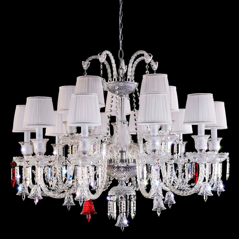 Люстра с 15-ю белыми текстильными абажурами и хрустальными подвесками Lustre Reverie Хром Прозрачное Стекло Белый Люстра с 15-ю белыми текстильными абажурами и хрустальными подвесками Lustre Reverie Хром Прозрачное Стекло Белый в Волгограде | Loft Concept
