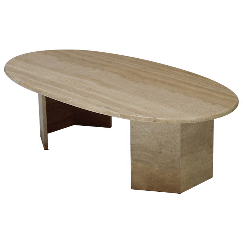 Кофейный стол Oval Travertine Coffee Table Коричневый Кофейный стол Oval Travertine Coffee Table Коричневый в Волгограде | Loft Concept