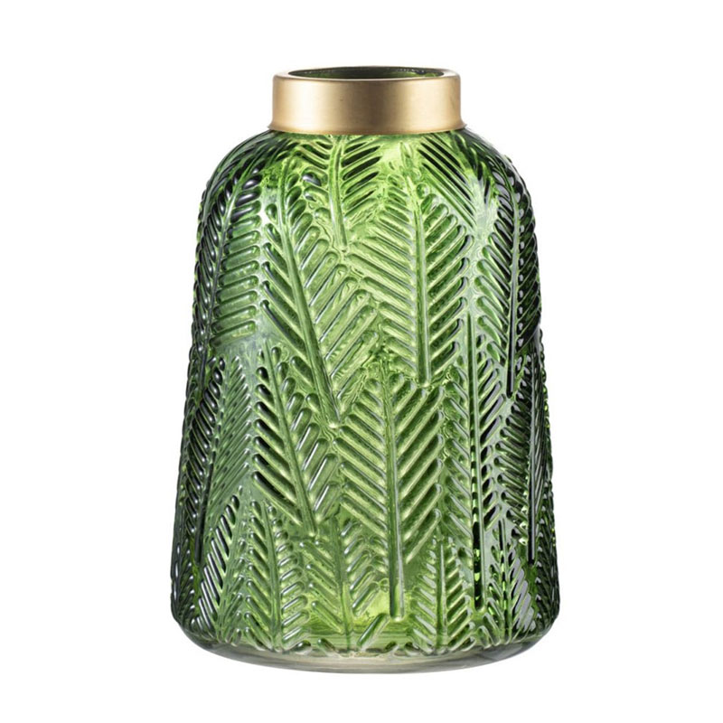 Ваза Green Vase Golden Throat high Золотой Прозрачный зеленый Ваза Green Vase Golden Throat high Золотой Прозрачный зеленый в Волгограде | Loft Concept