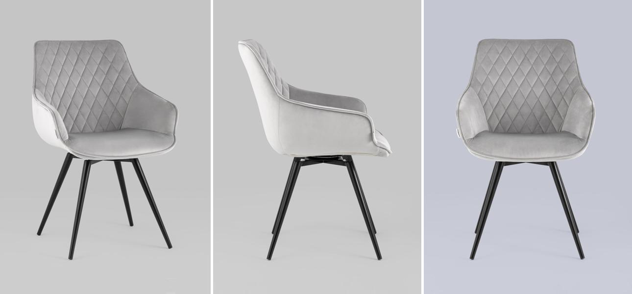 Вращающийся Стул Seoul Chair Светло-Серый Велюр - фото