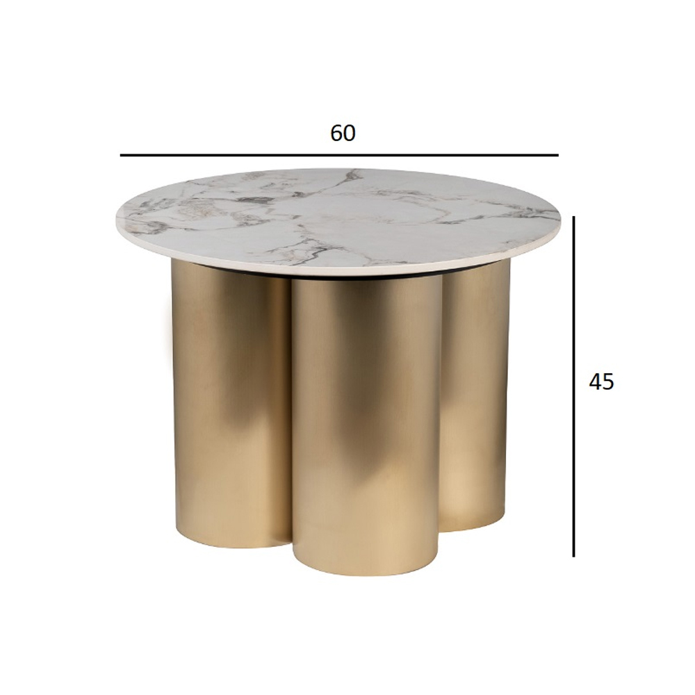 Стол журнальный круглый керамогранит белый Keramos в Волгограде