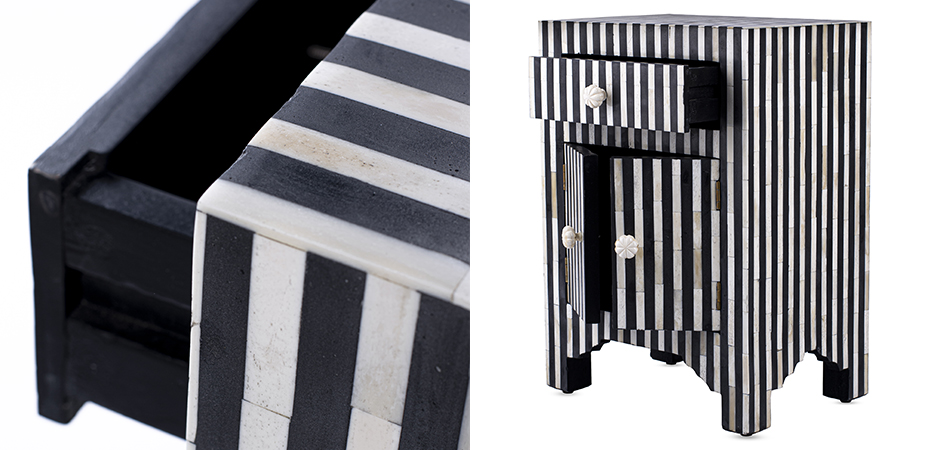 Тумба инкрустация костью Inlaid Bone Stripes чёрно-белые полосы Тумба инкрустация костью Inlaid Bone Stripes чёрно-белые полосы - Loft-Concept в Волгограде