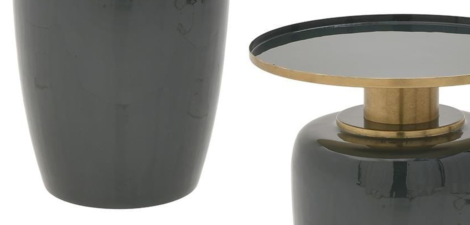 Круглый металлический приставной стол Calem Side Table Olive - фото