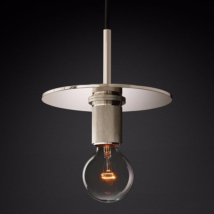 Подвесной светильник RH Utilitaire Disk Shade Pendant Silver Никель Прозрачное Стекло Подвесной светильник RH Utilitaire Disk Shade Pendant Silver Никель Прозрачное Стекло в Волгограде | Loft Concept