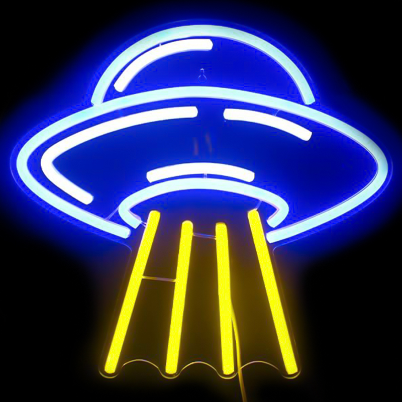 Неоновая настенная лампа UFO Neon Wall Lamp Желтый Синий Неоновая настенная лампа UFO Neon Wall Lamp Желтый Синий в Волгограде | Loft Concept