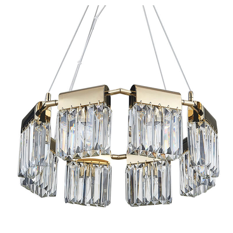 Люстра Crystal Pendants gold 8 Глянцевое золото Прозрачное Стекло Люстра Crystal Pendants gold 8 Глянцевое золото Прозрачное Стекло в Волгограде | Loft Concept