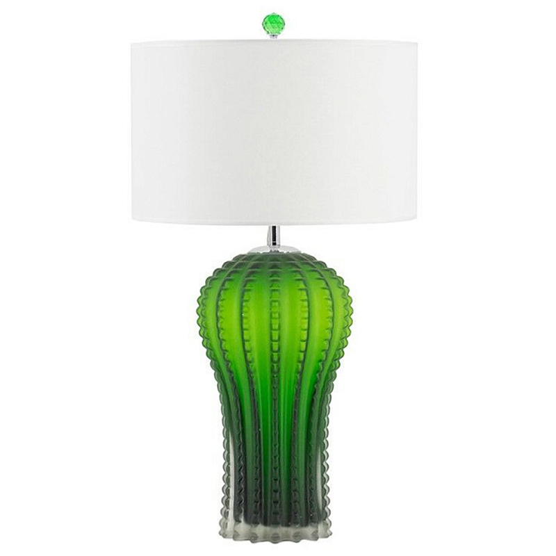 Настольная лампа с тканевым абажуром и основанием в форме кактуса Cactus Table Lamp Белый Зеленый в Волгограде | Loft Concept 