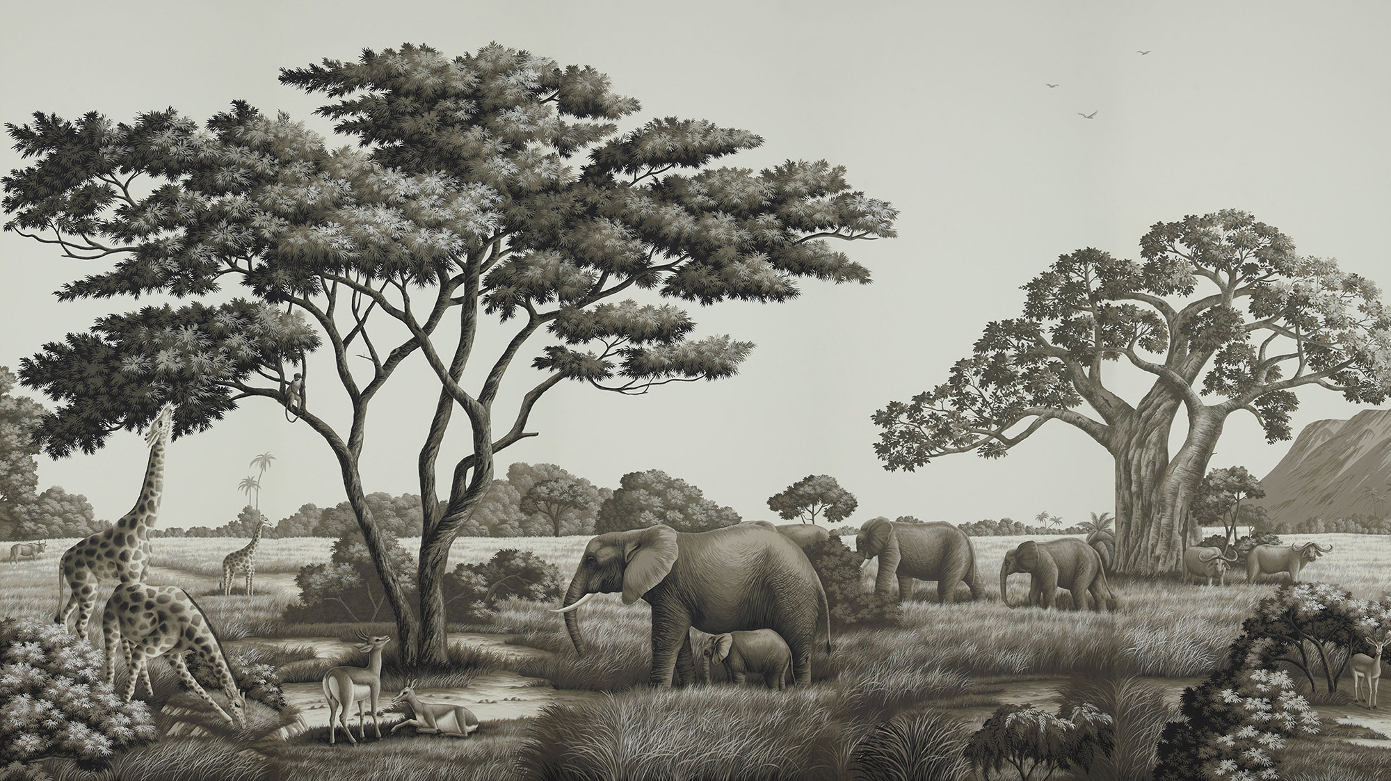 Обои ручная роспись African Savannah Colourway SC-94 on scenic paper Обои ручная роспись African Savannah Colourway SC-94 on scenic paper - постер Loft-Concept в Волгограде