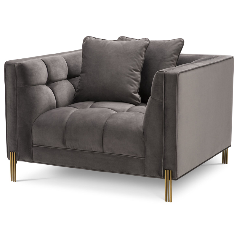 Кресло Eichholtz Chair Sienna grey Серый Латунь Кресло Eichholtz Chair Sienna grey Серый Латунь в Волгограде | Loft Concept