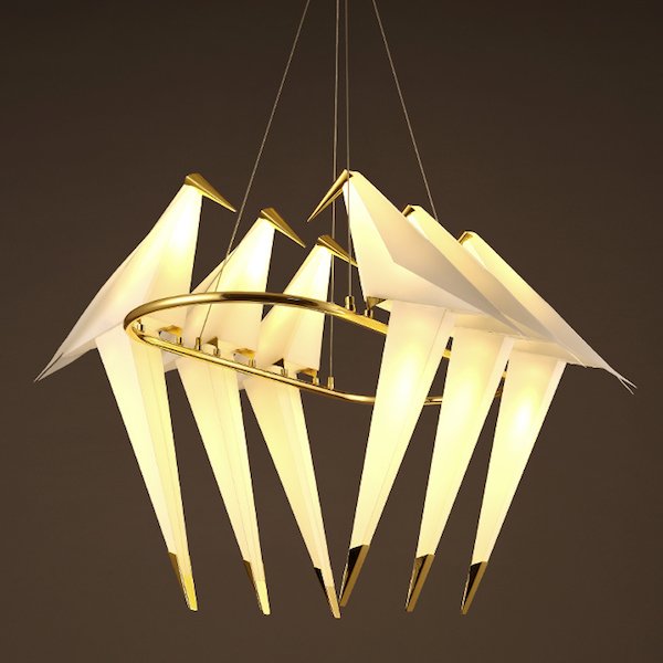 Люстра Origami Bird Chandelier 6 Бежево-серый Золотой Люстра Origami Bird Chandelier 6 Бежево-серый Золотой в Волгограде | Loft Concept