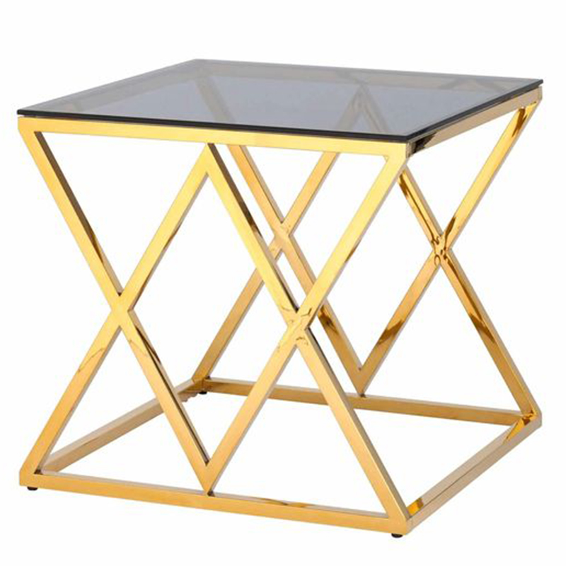 Стол приставной Geometry Rhombus Gold Золотой Стекло Смок Стол приставной Geometry Rhombus Gold Золотой Стекло Смок в Волгограде | Loft Concept
