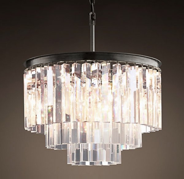 Люстра RH 1920s Odeon Clear Glass Fringe Chandelier - 3 rings Черный в Волгограде | Loft Concept 