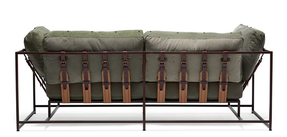 Двухместный диван Olive Military Two Seat Sofa Двухместный диван Olive Military Two Seat Sofa - Loft-Concept в Волгограде