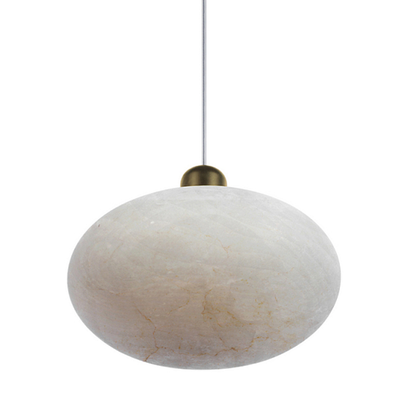 Подвесной светильник с плафоном в виде эллипса из белого алебастра Cryptocrystalline Stone Бронза Белый в Волгограде | Loft Concept 