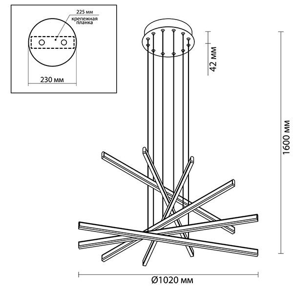 Люстра Rolf Six Black Lines Chandelier Люстра Rolf Six Black Lines Chandelier в Волгограде