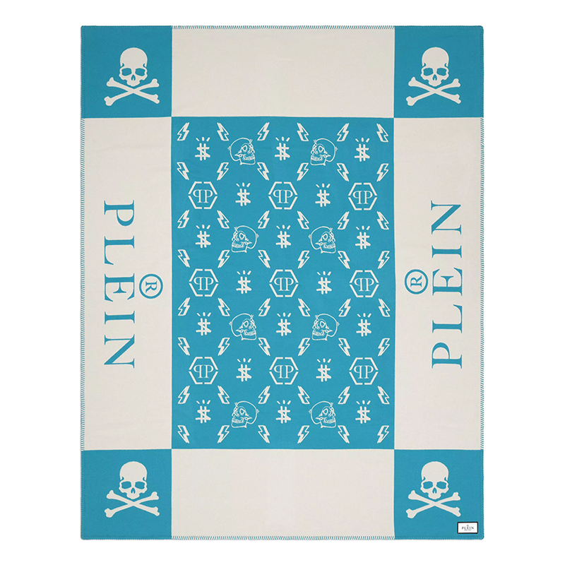 Плед Philipp Plein Plaid Cashmere Skull Blue Голубой Белый Плед Philipp Plein Plaid Cashmere Skull Blue Голубой Белый в Волгограде | Loft Concept