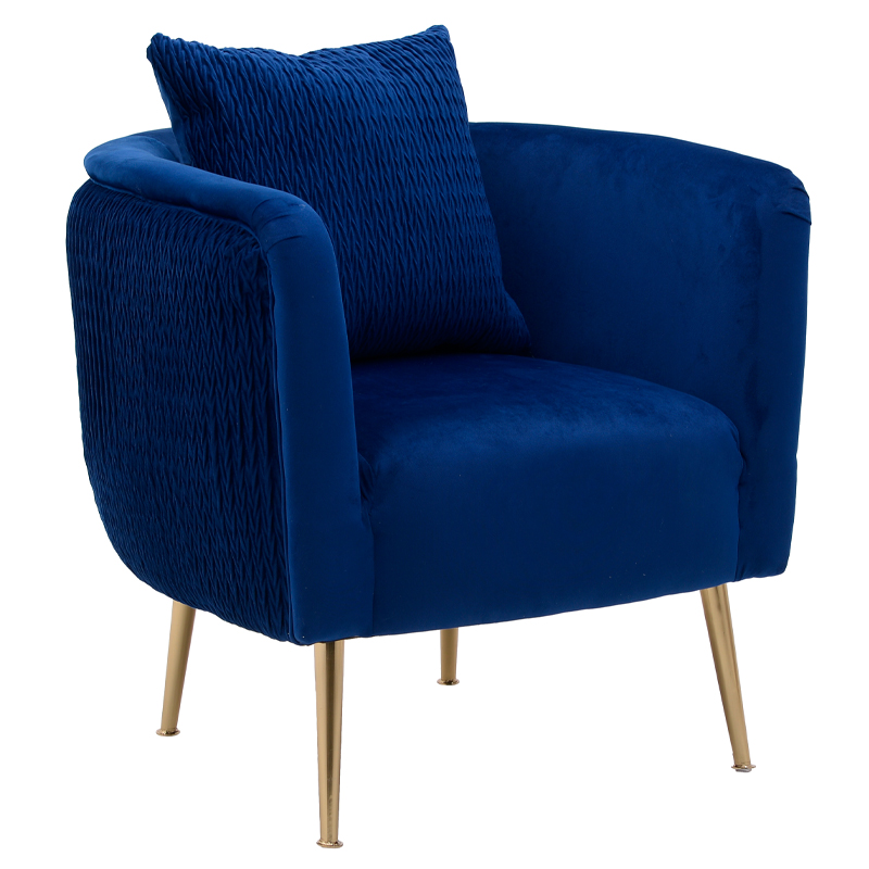 Кресло Yvette Armchair Blue Синий Глянцевое золото Кресло Yvette Armchair Blue Синий Глянцевое золото в Волгограде | Loft Concept
