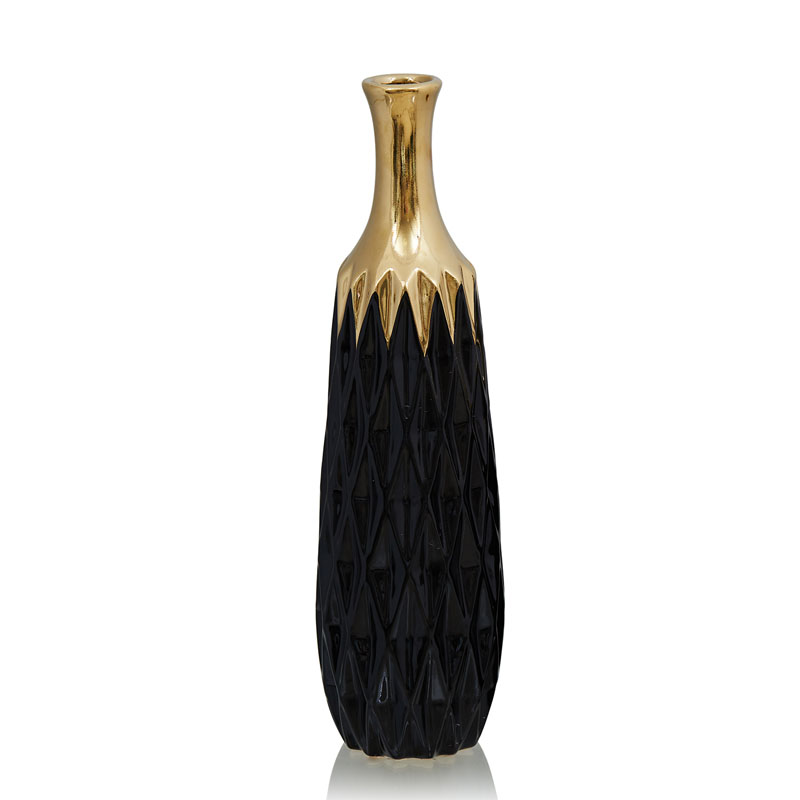 Ваза Gold Neck Vase Глянцевое золото Черный Ваза Gold Neck Vase Глянцевое золото Черный в Волгограде | Loft Concept