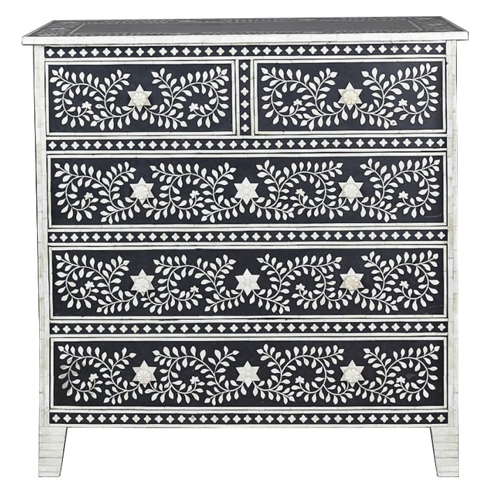 Комод Inlaid Bone Stars Белый Черный Комод Inlaid Bone Stars Белый Черный в Волгограде | Loft Concept