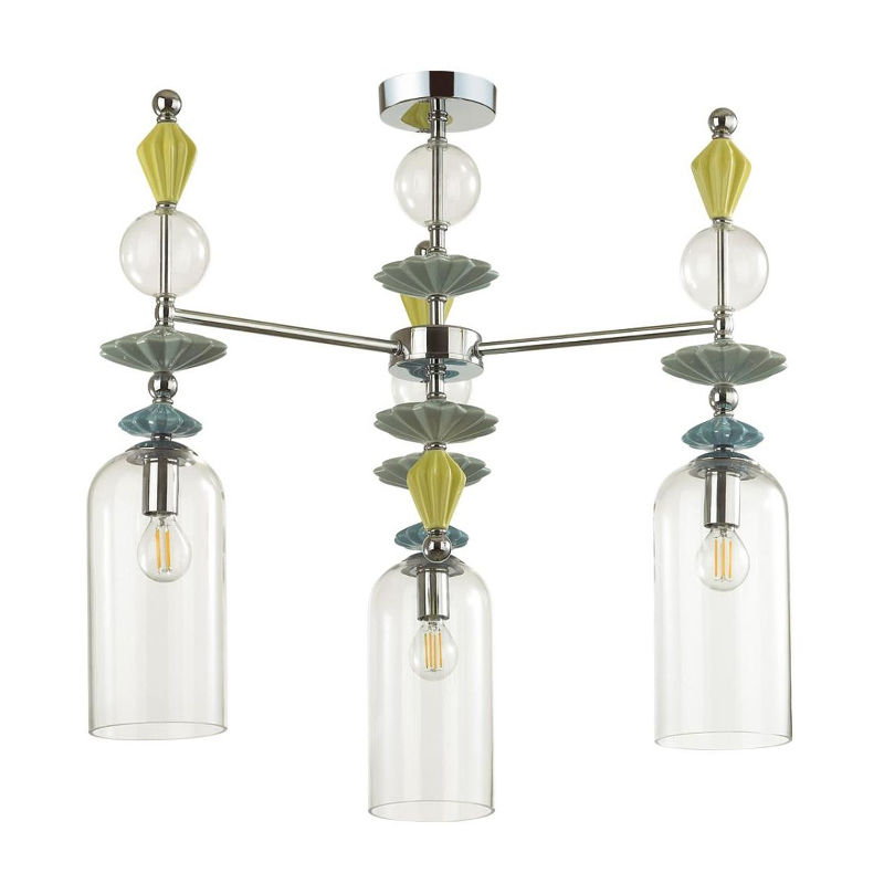 Люстра Iris Glass Chandelier candy 3 chrome Прозрачное Стекло Прозрачный зеленый Желтый Хром Люстра Iris Glass Chandelier candy 3 chrome Прозрачное Стекло Прозрачный зеленый Желтый Хром в Волгограде | Loft Concept