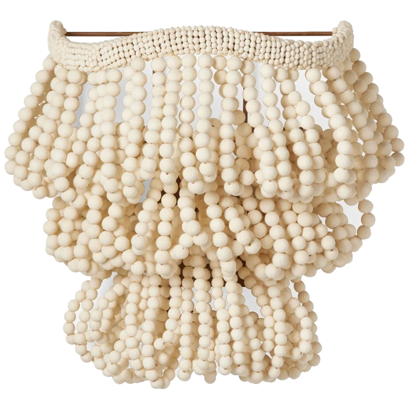Настенный светильник с подвесками из деревянных бусин молочного цвета Wooden Beads Wall Lamp Белый Молочный Настенный светильник с подвесками из деревянных бусин молочного цвета Wooden Beads Wall Lamp Белый Молочный в Волгограде | Loft Concept