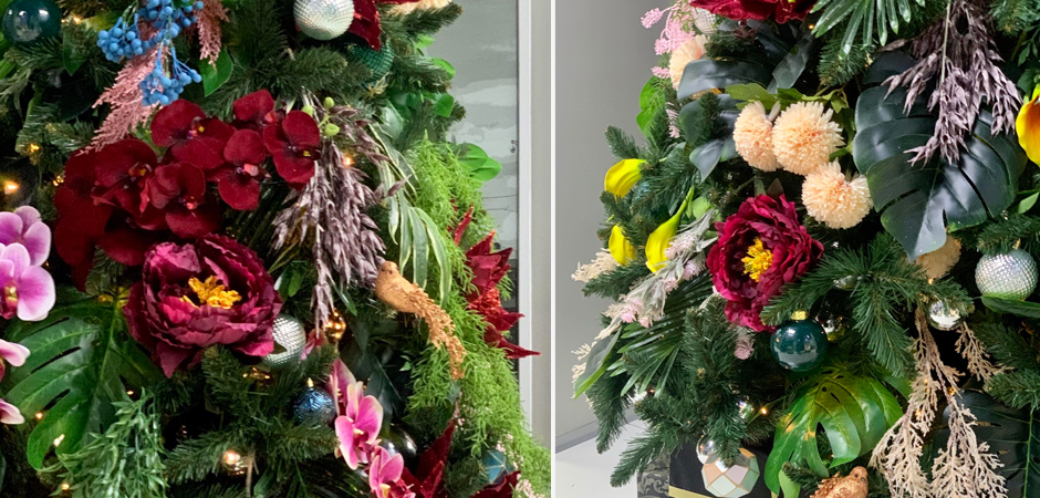 Ель Дизайнерская украшенная тропическими Цветами Christmas tree Tropical Flowers Ель Дизайнерская украшенная тропическими Цветами Christmas tree Tropical Flowers - Loft-Concept в Волгограде