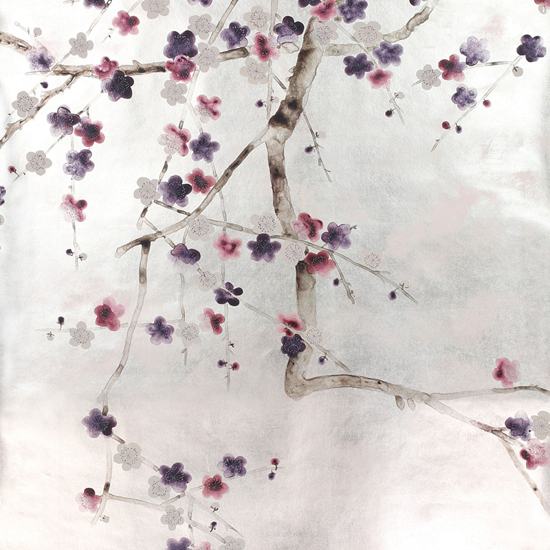 Обои ручная роспись Plum Blossom Colourway SC-228 on Tarnished Silver gilded paper with pearlescent antiquing Обои ручная роспись Plum Blossom Colourway SC-228 on Tarnished Silver gilded paper with pearlescent antiquing в Волгограде | Loft Concept