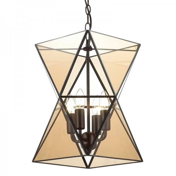 Люстра PolyPyramid Glass Pendant 4 Cognac Прозрачный Люстра PolyPyramid Glass Pendant 4 Cognac Прозрачный в Волгограде | Loft Concept
