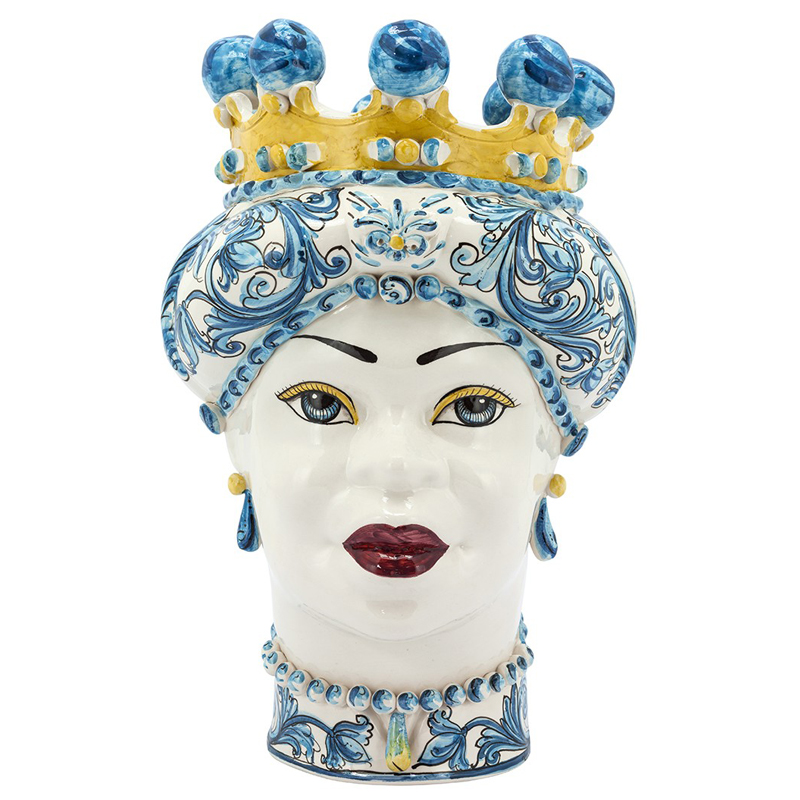 Ваза VASE MORO LADY CROWN blue Желтый Синий Ваза VASE MORO LADY CROWN blue Желтый Синий в Волгограде | Loft Concept