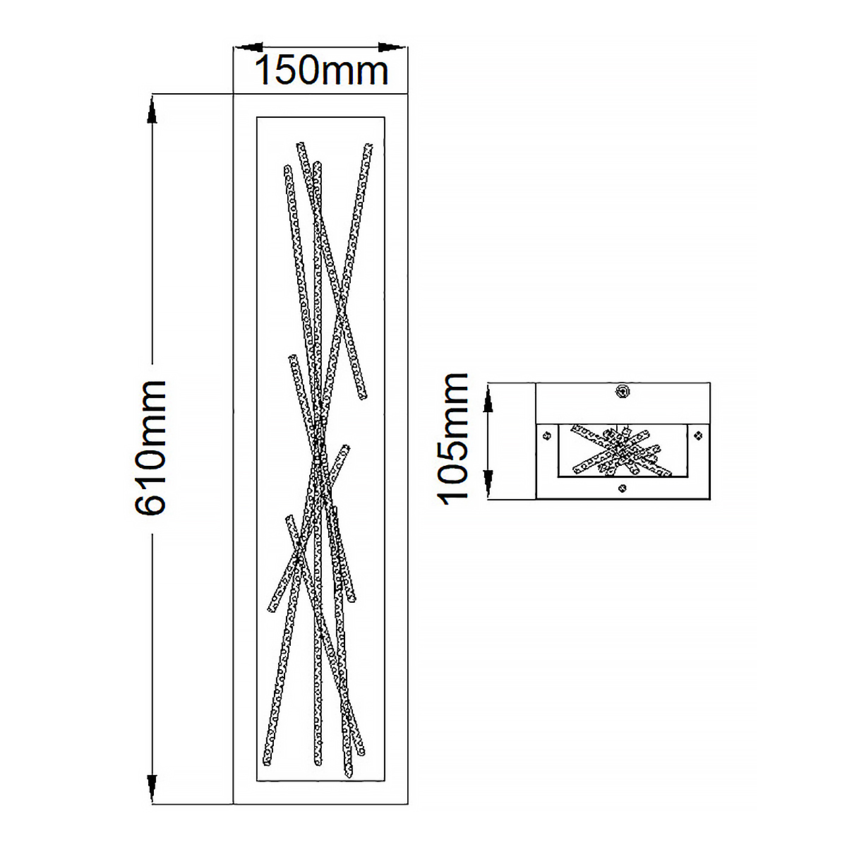 Бра в прямоугольной черной рамке с декором в виде ветвей в золотой отделке Hinkley в Волгограде