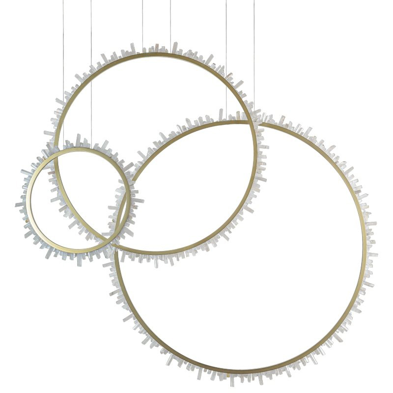 Люстра три кольца Vertical Crystal Gold Rings Chandelier Золотой Белый в Волгограде | Loft Concept 