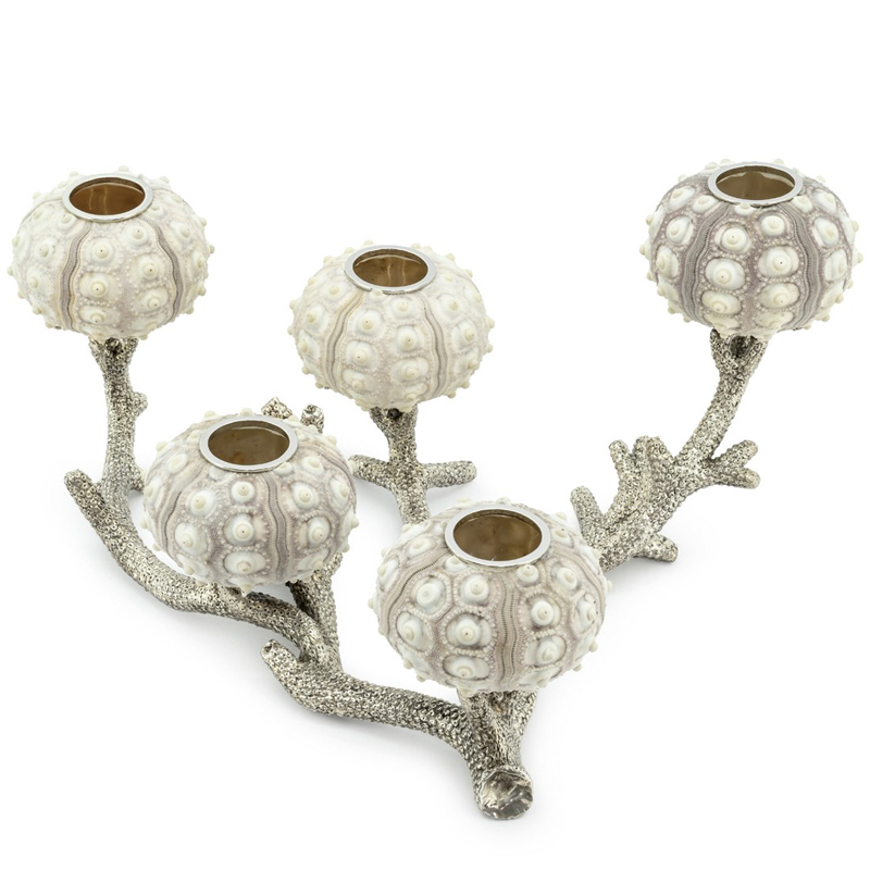 Подсвечник CANDLEHOLDER SEAURCHIN X5 Бежево-серый Серебряный Подсвечник CANDLEHOLDER SEAURCHIN X5 Бежево-серый Серебряный в Волгограде | Loft Concept